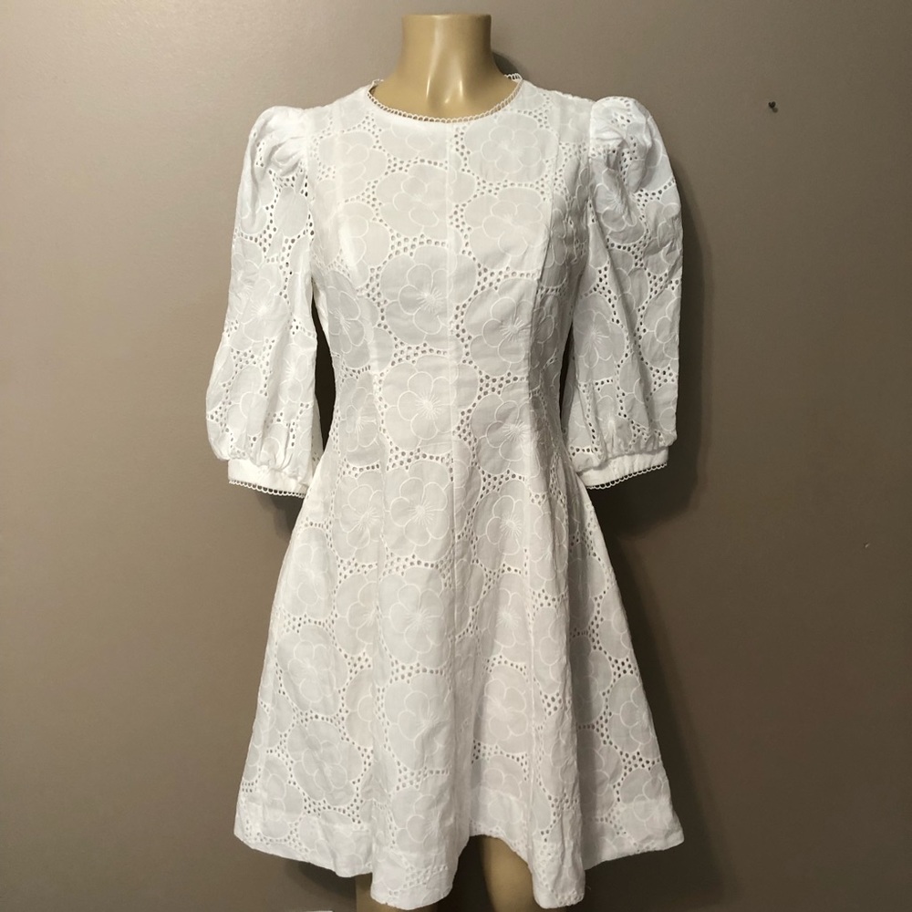 Rachel Parcell Eyelet Floral Cotton Puffed sleeve dress Women’s size Medium NWT